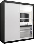 Armoire ABIKSMEBLE 180x200x62, 180 × 200 × 62 cm, 16 mm, 0, 5 mm, 200 cm, 5 étagères, 2 portes, - Noir Mat + Blanc Mat