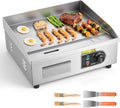 Plaque de cuisson, acier inoxydable, pour Barbecue Restaurant Snack-bar, Plaque à Snacker avec Température Réglable de 50 à 300 °C, 45 × 30 cm, VEVOR