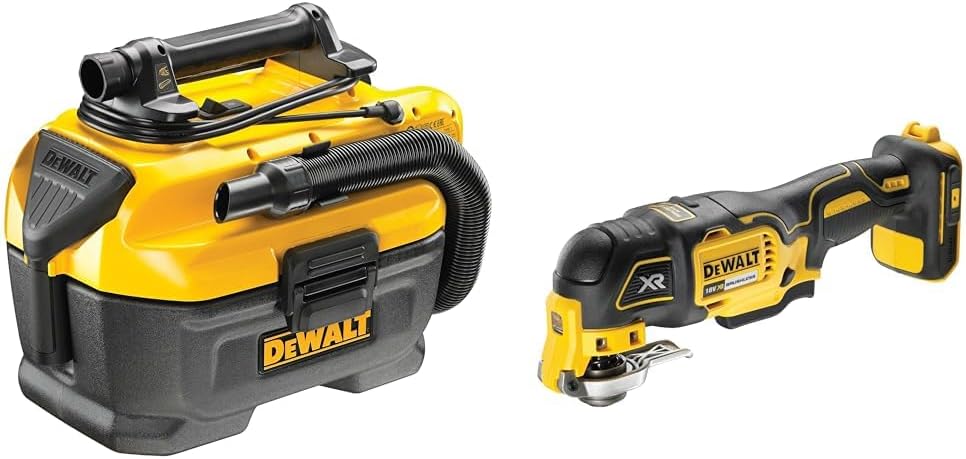 Aspirateur eau et poussière DeWalt DCV584L-QW, Livré avec Jeu d'Accessoires de Coupe, Aspirateur de Chantier Classe L, 7, 5L, 18V, 14.4V