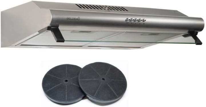BELDEKO Hotte aspirante, 60 cm, éclairage LED, acier inoxydable, 200 W, 3 vitesses, 100 W, Hotte casquette visière 60 cm, 435 m3/h