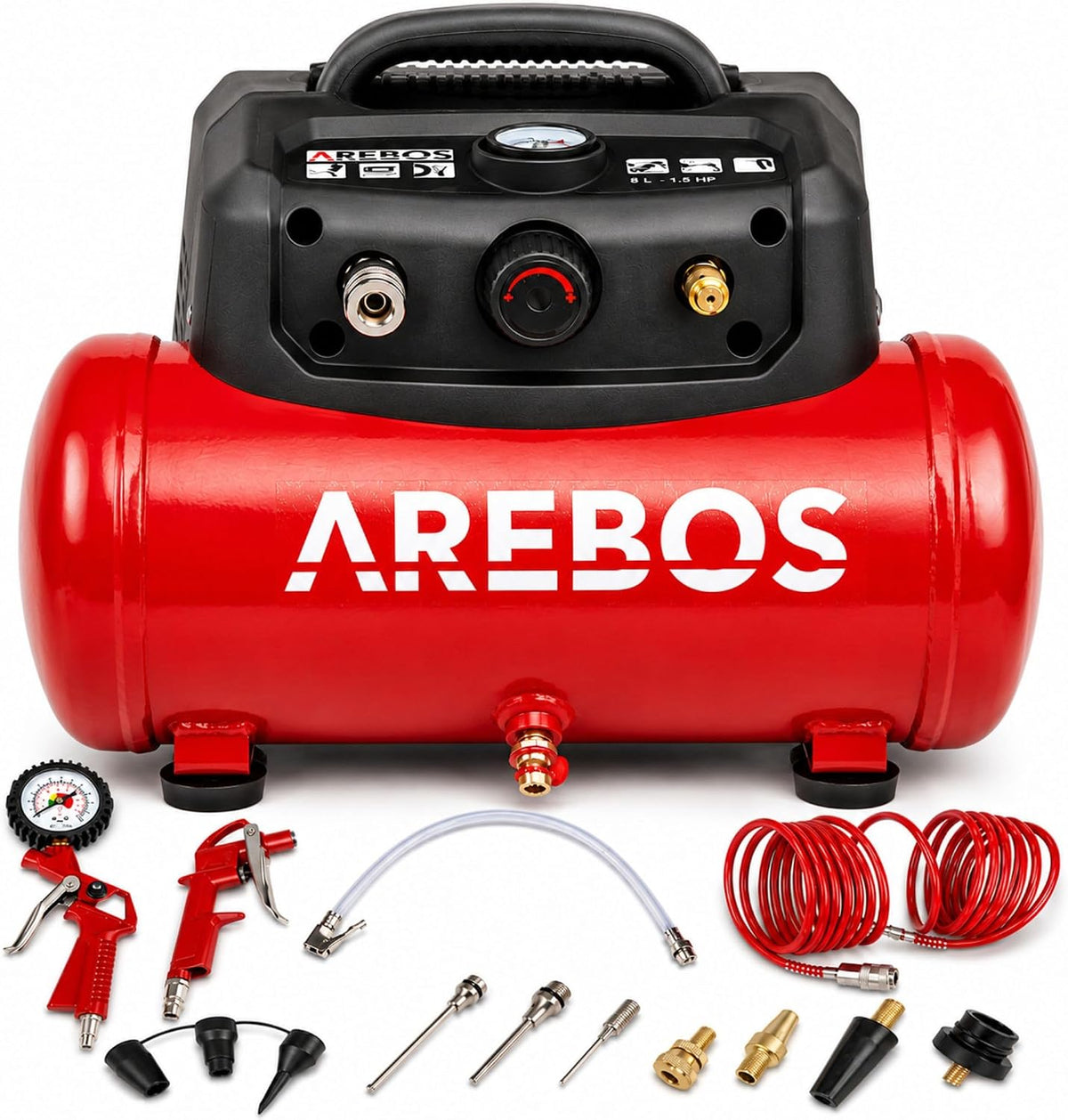 AREBOS Compresseur d'air, 180 l, 1200 W, 1200W, portable