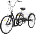 TONFEION Tricycle, réglable, 66 cm, 6 vitesses, 26 pouces, 96 cm, Avec panier, Hauteur réglable