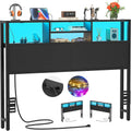 Lit, 140 cm, éclairage LED, iSunirm, 150 cm, 3 niveaux, réglable, Ports USB et Pip-C, Hauteur réglable, minuterie, Prises électriques