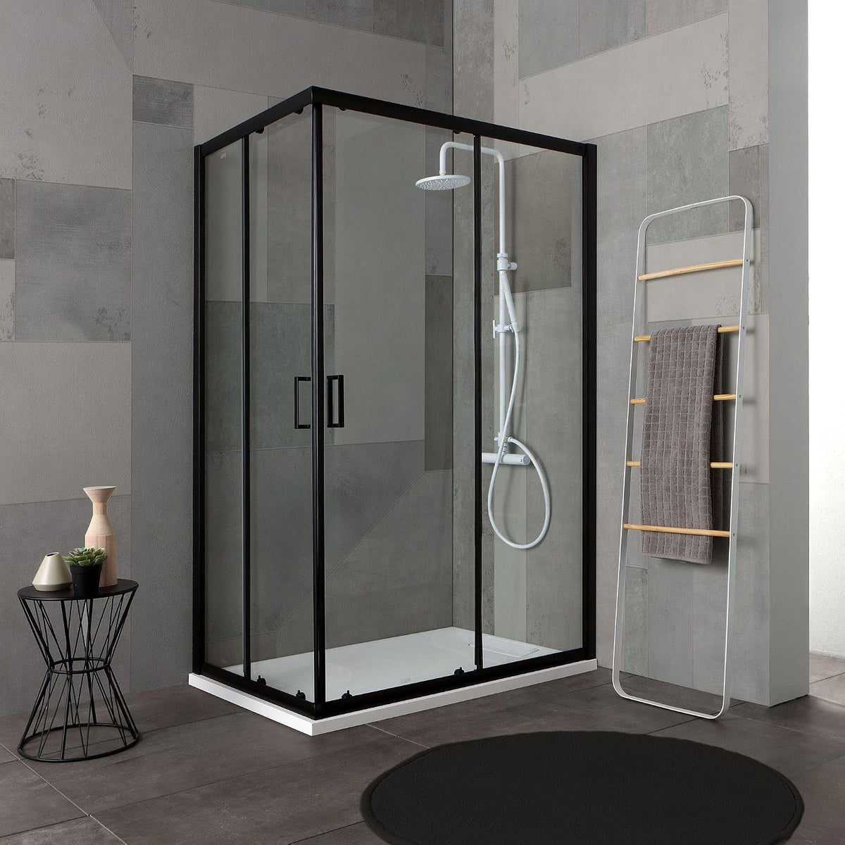 Kiamami Valentina Cabine et parois de douche, verre, 100 CM, 190 CM, 80 CM, 6 mm, 2 cm, 2 portes