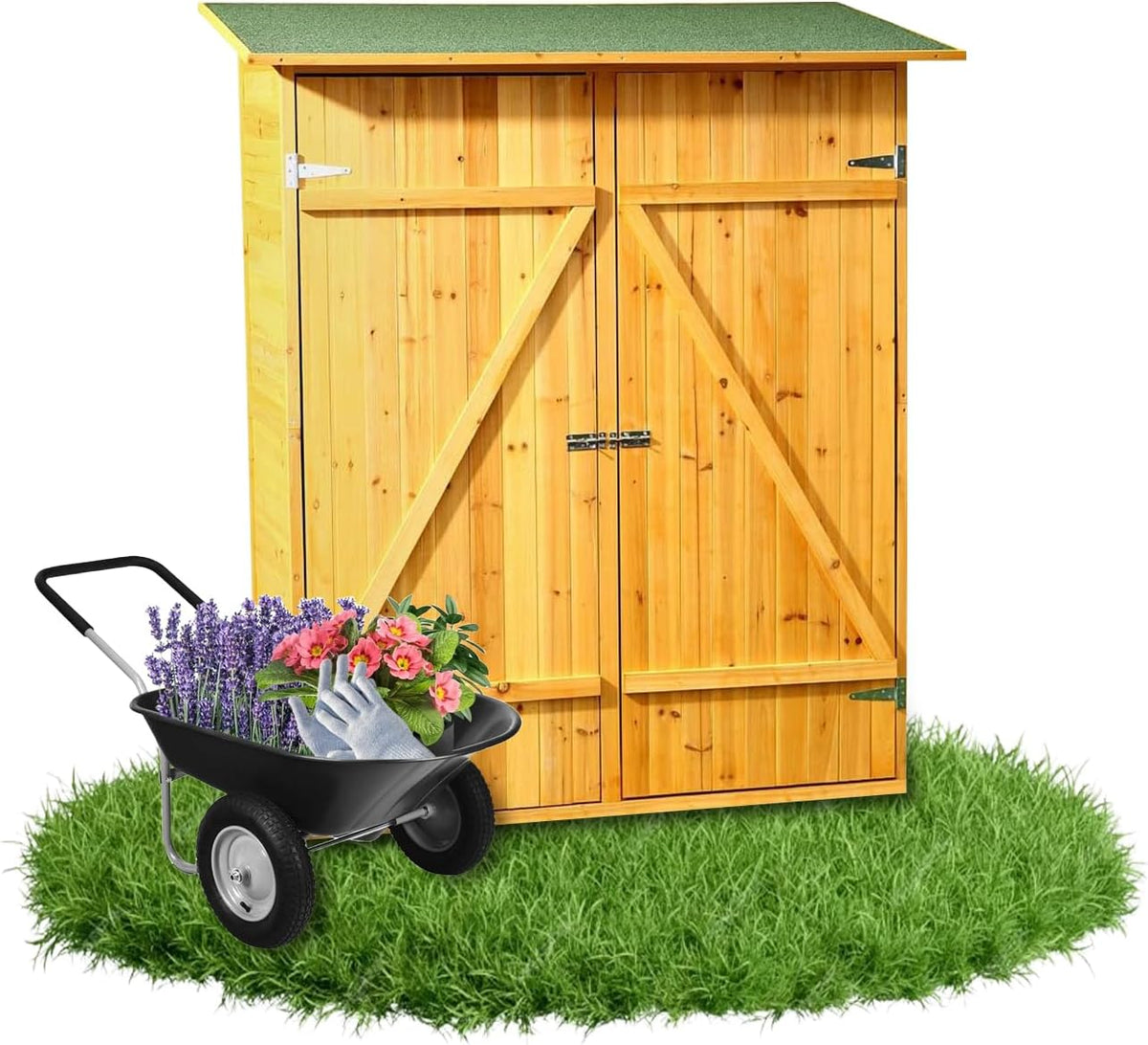 Melko Abri de jardin, 162 × 140 × 75 cm, 118 × 56 × 155 cm, 150 cm, 140 cm