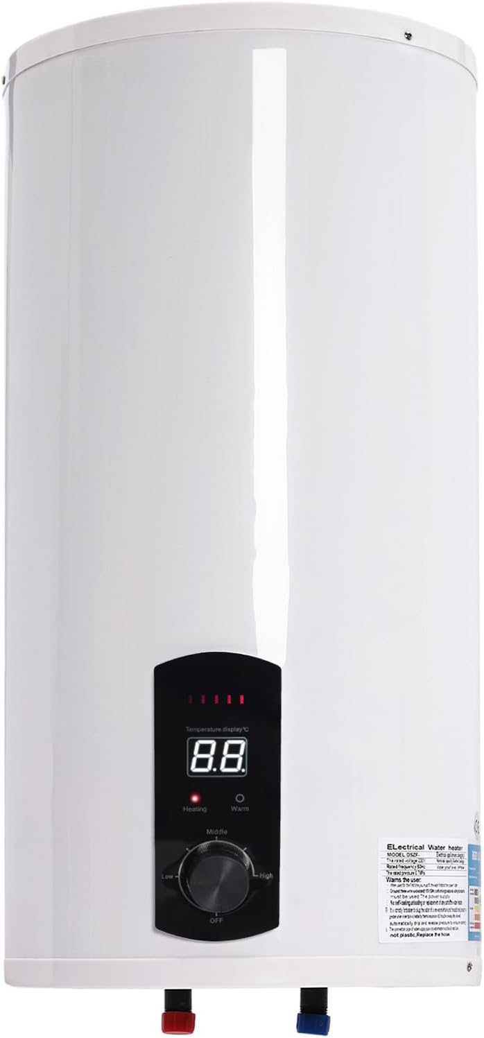 Chauffe-eau électrique, acier inoxydable, éclairage LED, 34 × 71 cm, KOLHGNSE, 82 × 41 × 41 cm, 2000 W, 50 l, 220 V, IPX4, 50L, 2000W, 75 °C, 50 Hz