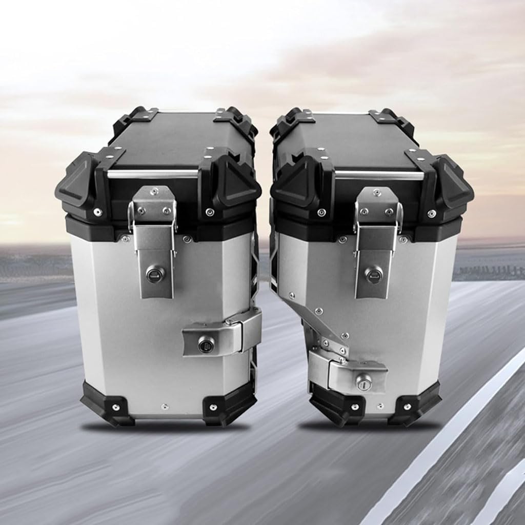 AZIZAT Sacoche cavalières, Sacoche de Moto pour Moto de Tourisme, 38 L, Sacs de Selle rigides en Aluminium, 38L, boîte arrière