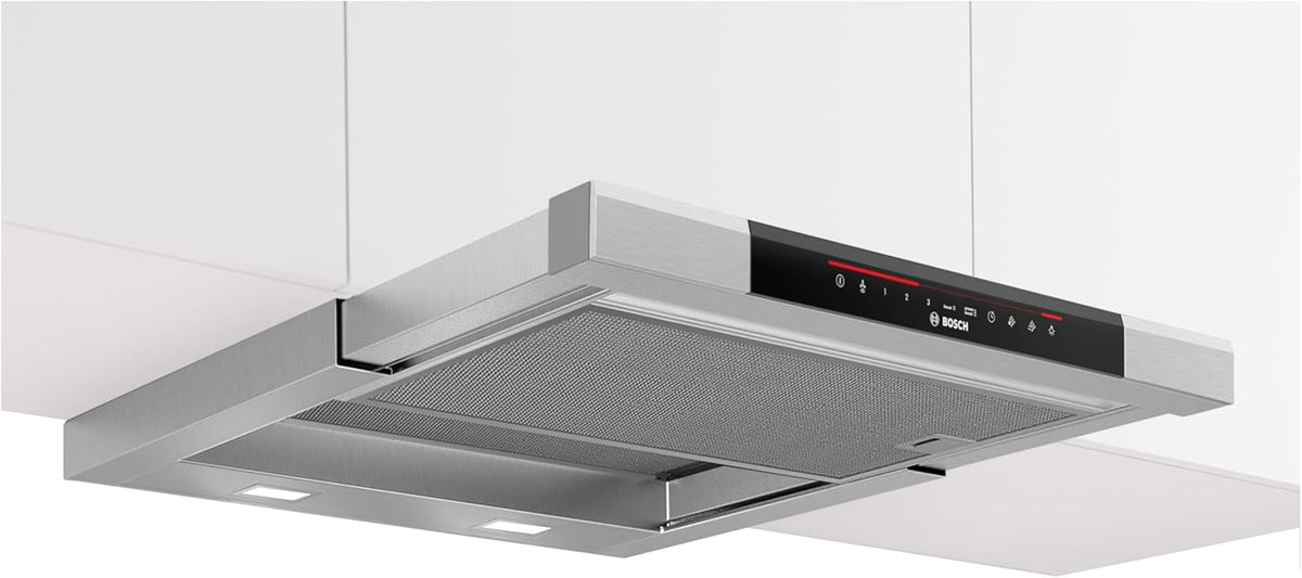 Hotte aspirante Bosch DFS067K51, éclairage LED, 60 cm, acier inoxydable, Hotte standard DFS067K51 60 cm, 717 m3/h, commande tactile