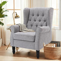 Fauteuil MALOL, Housse en Tissu et Pieds en Bois Massif pour Salon, Gris Clair, Bureau, Café