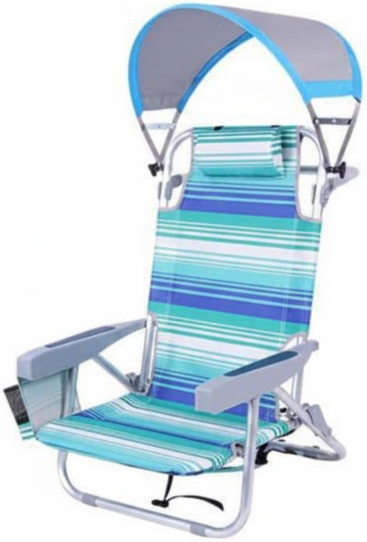 predolo Bain de soleil, réglable, portable, Bleu Vert Stripe