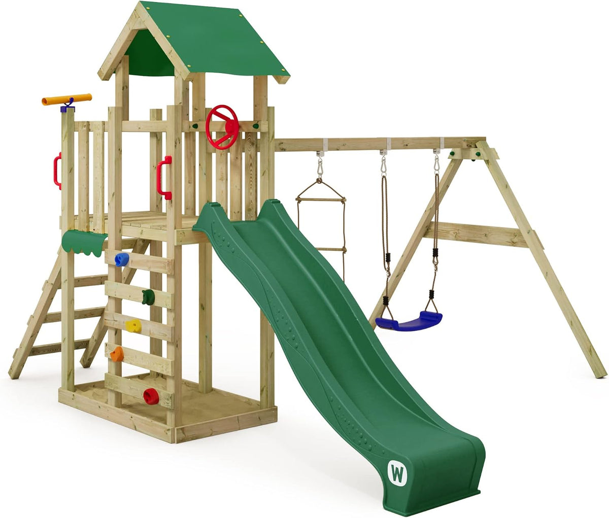 Wickey Balançoire, Tour d'escalade pour Enfants avec bac à Sable, 9 × 9 cm, 7 × 4, 5 cm, 120 cm, Aire de Jeux MultiFlyer Light