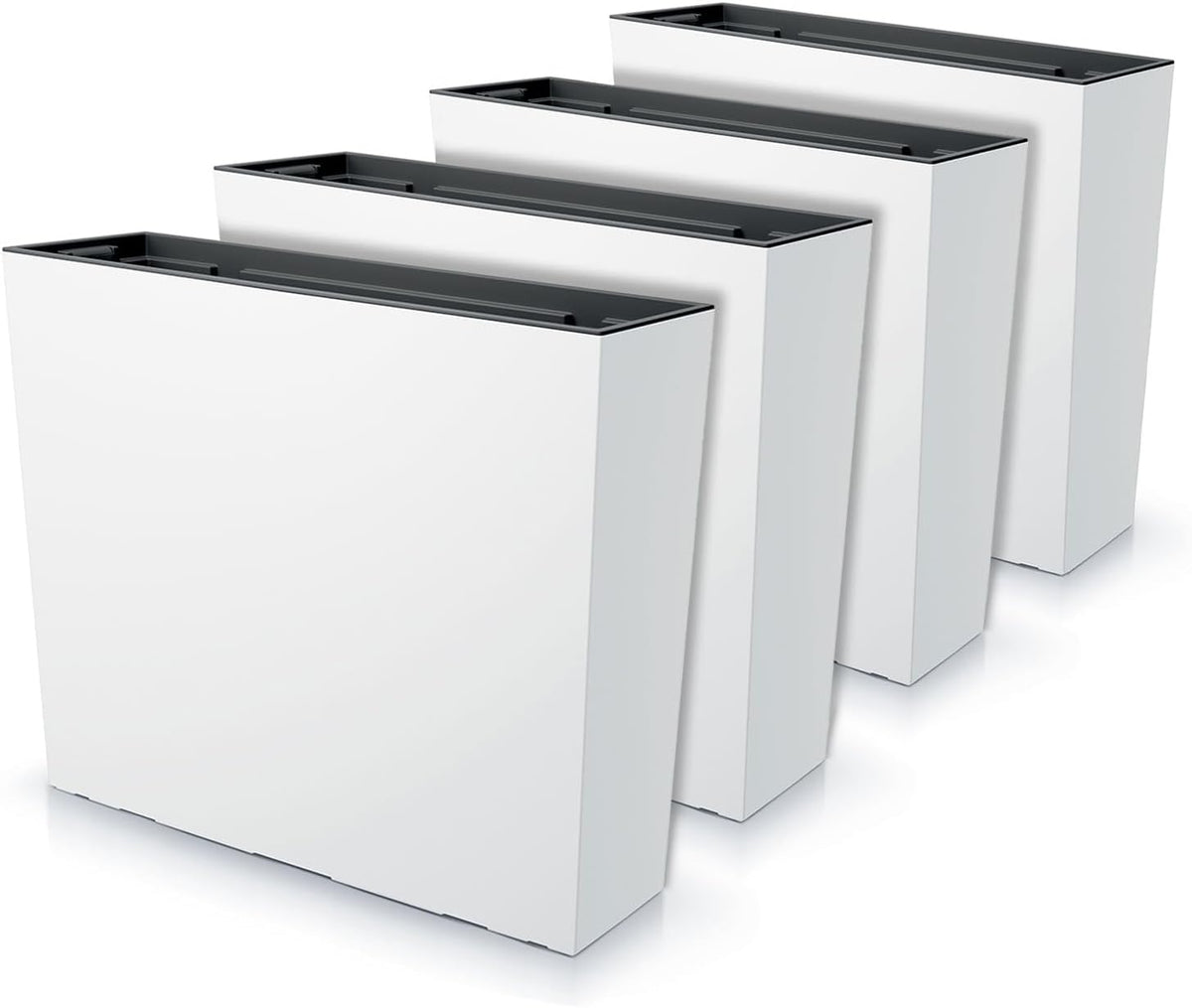 Pot de fleurs, 58 × 18 × 49, 8 cm, IMJ-Global, 12 L, 58 × 18 × 49, 8cm, Pot de Fleur 44 litres, Insert de 12 litres, Blanc