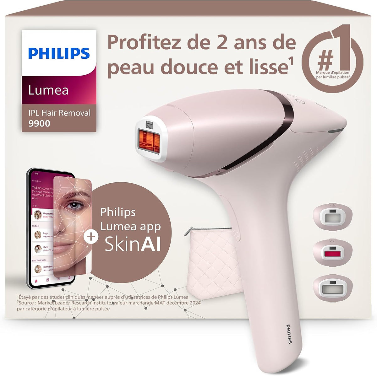 PHILIPS Épilateur à lumière pulsée, 3 embouts pour le corps, BRI953, avec ou sans fil, alternative à l'épilation laser, BRI953/02