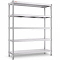 Étagère verticale, acier inoxydable, Meuble de Rangement pour Cuisine Bureau Garage Cellier, réglable, 122 × 47 × 183 cm, VEVOR, 150 kg, 5 Niveaux