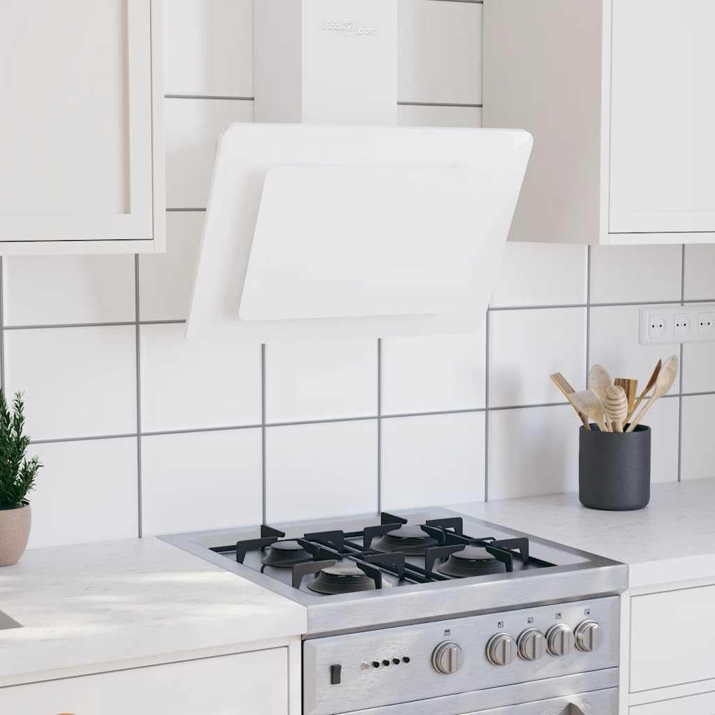 Hotte aspirante, Générique Hotte Murale 60 cm Acier Inoxydable et Verre trempé Blanc, Maison & Jardin, éclairage LED, 9.9 KG, 1, 5 W, 240 V, 180 W