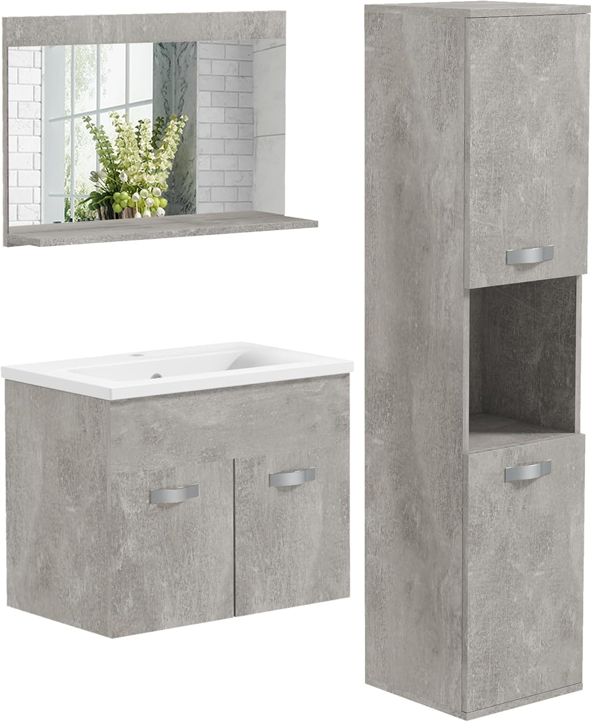 meuble, réglable, 60l, kleankin, Gris, Montage Mural