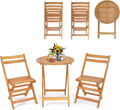 KOMFOTTEU bistro, Salon Jardin, 1 Table & 2 Chaises Pliables Naturel, Bois d'acacia, portable