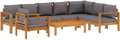 Canapé, Salon de Jardin avec Coussins 6 pcs Bois d'acacia Solide, 114 × 68 × 64 cm, vidaXL, 106 × 68 × 64 cm, 106 × 66 cm, 68 × 68 × 64 cm
