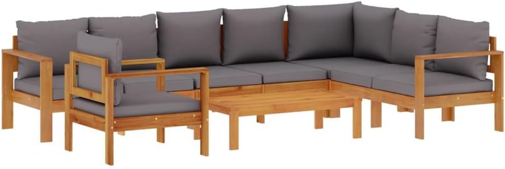 Canapé, Salon de Jardin avec Coussins 6 pcs Bois d'acacia Solide, 114 × 68 × 64 cm, vidaXL, 106 × 68 × 64 cm, 106 × 66 cm, 68 × 68 × 64 cm