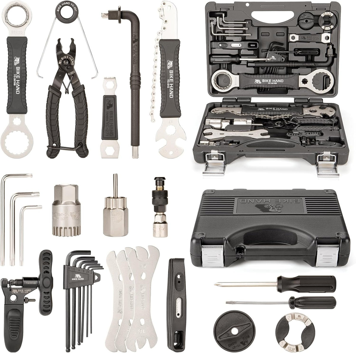 BIKE HAND Boîte à outils, Kit complet d'outils pour vélo, noir