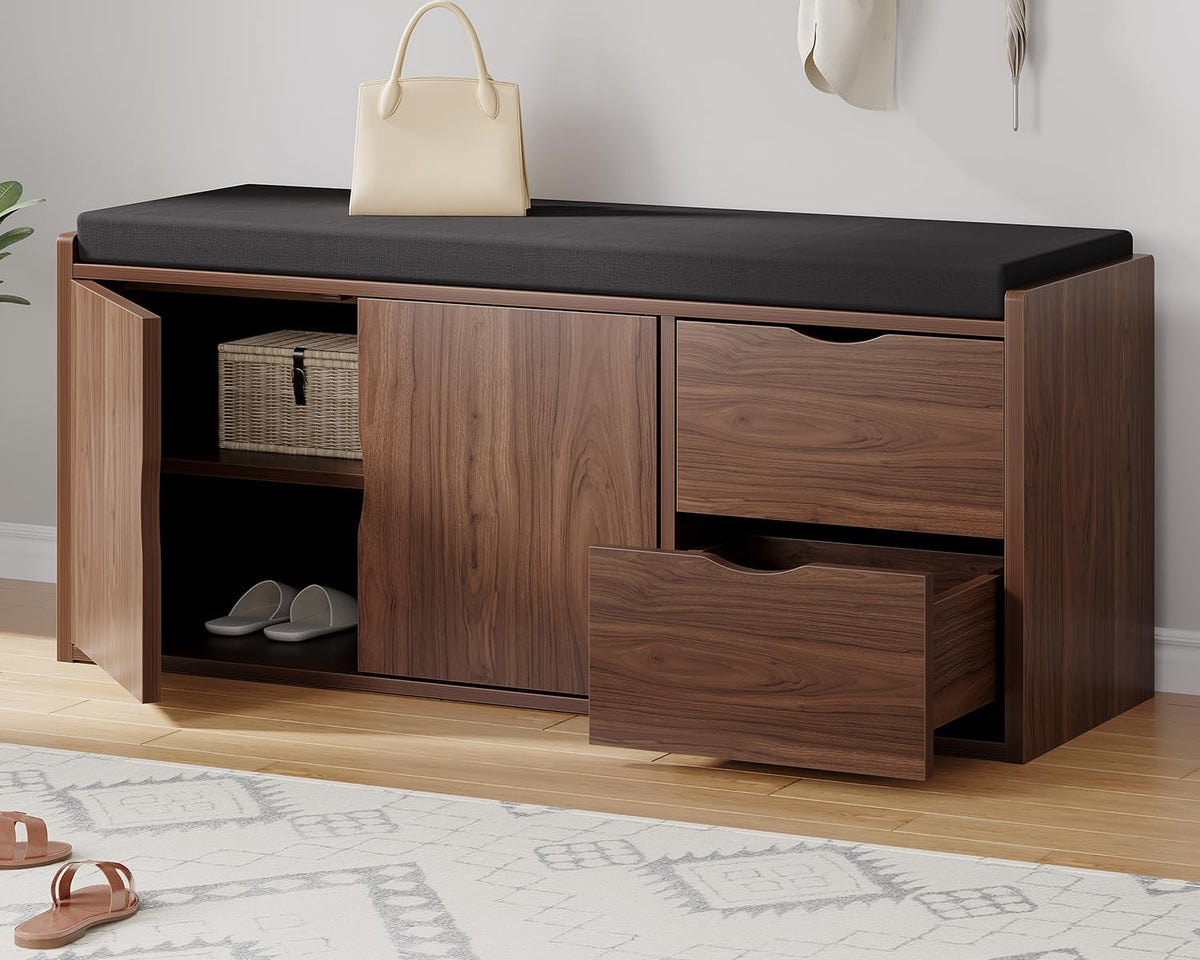 Banc de rangement, réglable, 101 × 45 × 34 cm, LVB, 100 cm, 101cm, 5cm, 2 tiroirs, 3porte