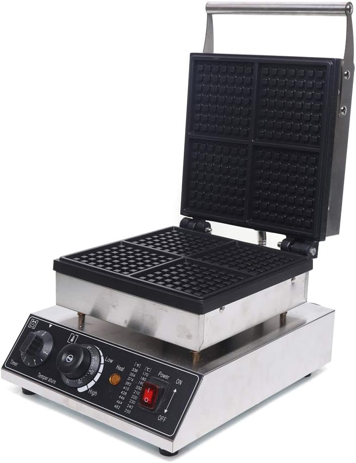 OMGGYER Machine à gaufres et croques, 1750 W, gaufrier avec 4 surfaces de cuisson antiadhésives et corps en acier inoxydable, 300 °C