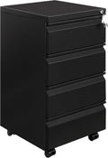 HOMSTEEL Rangement de dossier, Caisson de Bureau Metal, 44 × 37 × 71.5 cm, avec Serrure, 4 Tiroirs, 37L, Caisson à 4 Tiroirs, 4 Clés