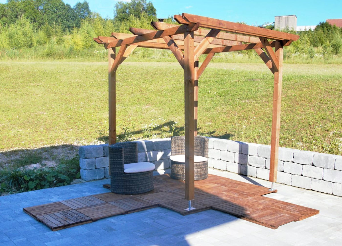 Tonnelle, Pergola en Bois Massif, 2.3 × 2.3 m, Jardinatoire, 0.9 × 0.9 m