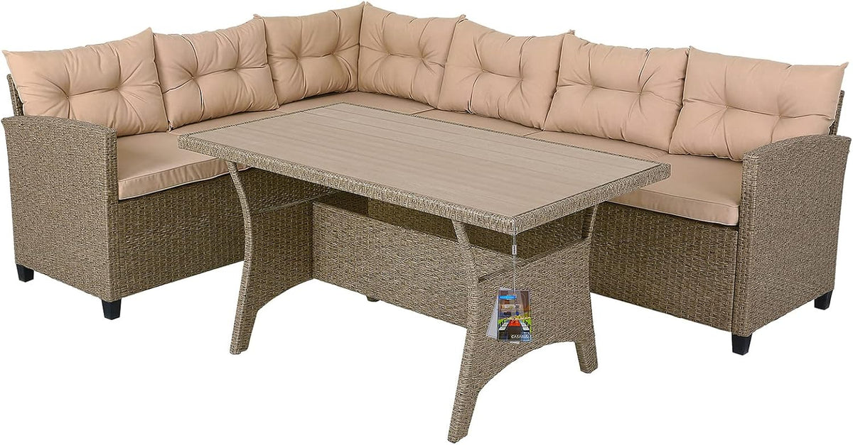 Salon de jardin, 175 × 66 × 73 cm, acier inoxydable, CASARIA, 165 × 66 × 73 cm, 130 × 70 × 67 cm, 15 cm