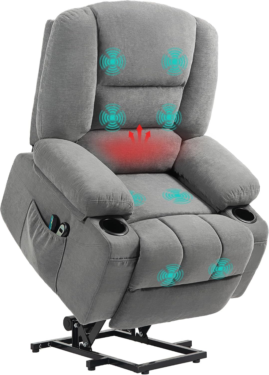 Fauteuil, télécommande, 89 × 90 × 102 cm, HOMCOM, 190 cm, 8 modes, 97l, réglable