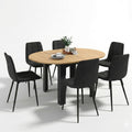 Ensemble pour salle à manger, 150 cm, IDMarket, 110 cm, 76 cm, 88 cm, 40 cm, 45 cm, Ensemble Table à Manger Extensible Ronde Dona + 6 chaises Mila
