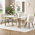KUAKE Ensemble pour salle à manger, table de cuisine pour la maison et la famille, 140 × 80 cm, Ensemble de table à manger avec 4 chaises en velours