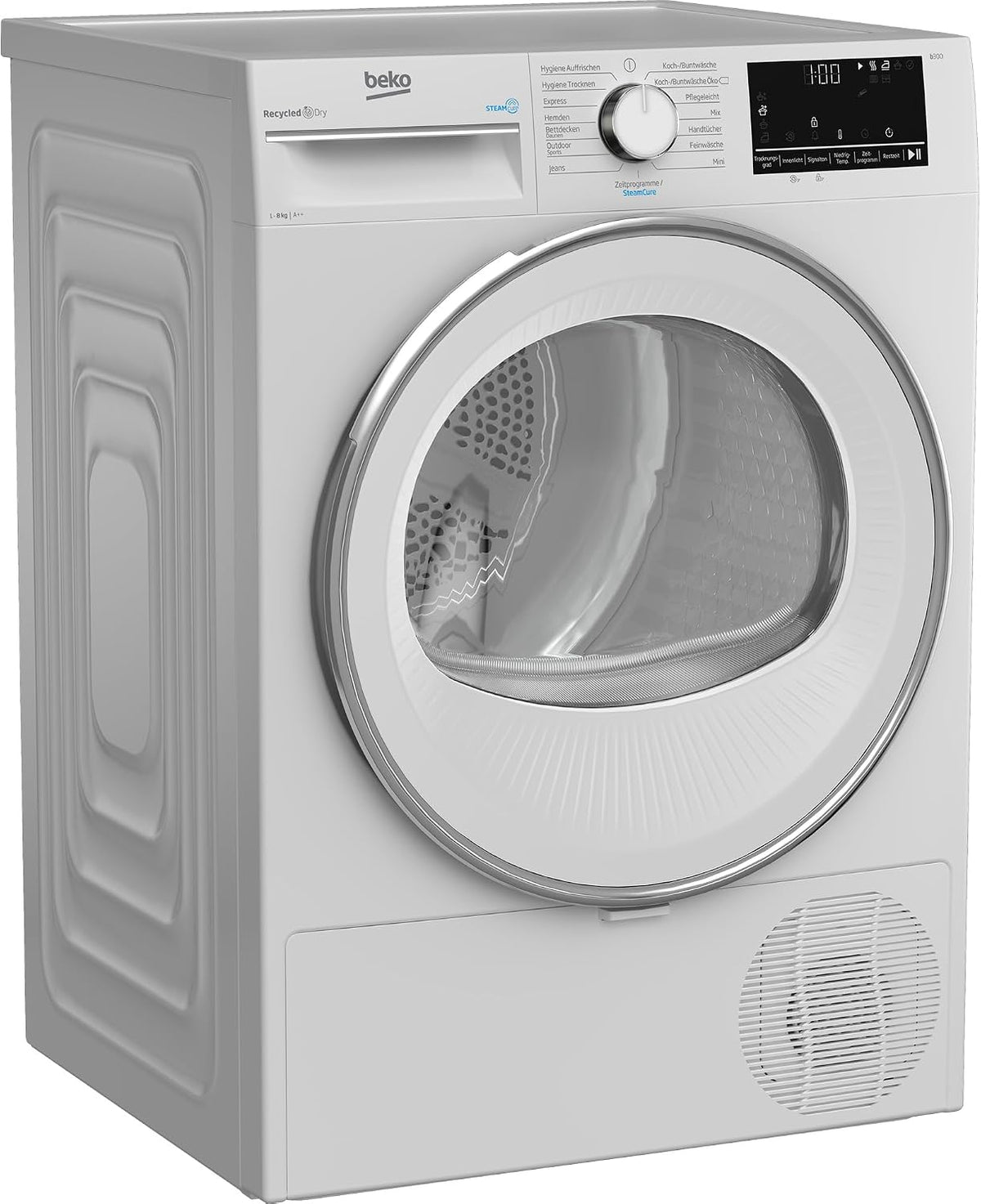 Sèche-linge, 8 kg, Beko, B3T42239, 15 programmes, blanc, fonction vapeur, pompe à chaleur, chargement frontal, convient aux personnes allergiques