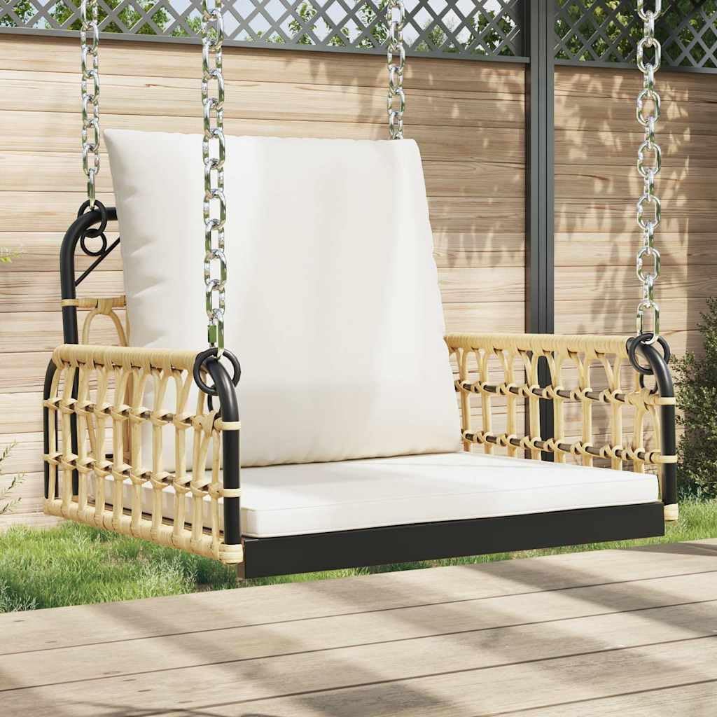 Fauteuil RCODSSK, cadre en acier revêtu par pulvérisation, 63 × 58 × 39 cm, Chaise suspendue en polyrotin avec coussin, 110 kg, 60 × 58 × 39 cm
