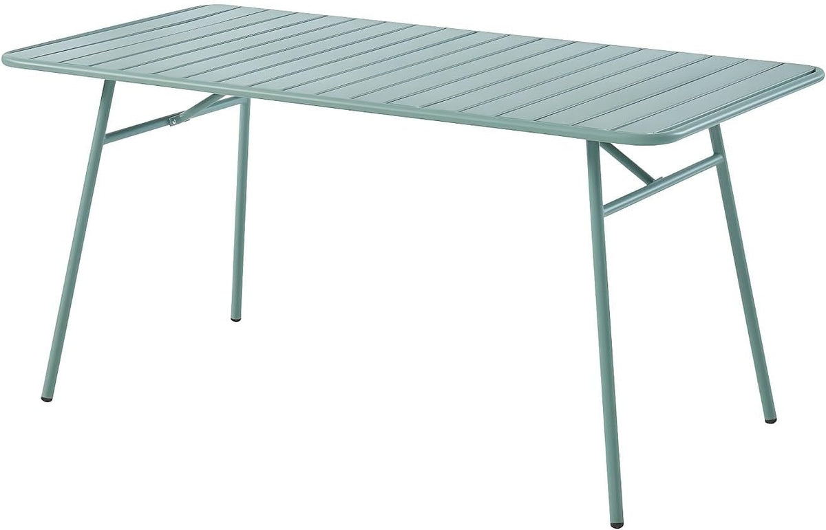 Table à manger Vente-unique, 160 cm, Table de Jardin L.160 cm en métal, 5 cm, 160cm, Vert Amande, MIRMANDE de MYLIA