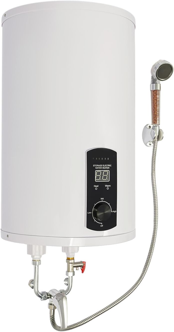 MIUKYUI Chauffe-eau électrique, 2000 W, acier inoxydable, IPX4, 50L, 80L, 100L, 120L, 2000W, 75°C, salle de bain