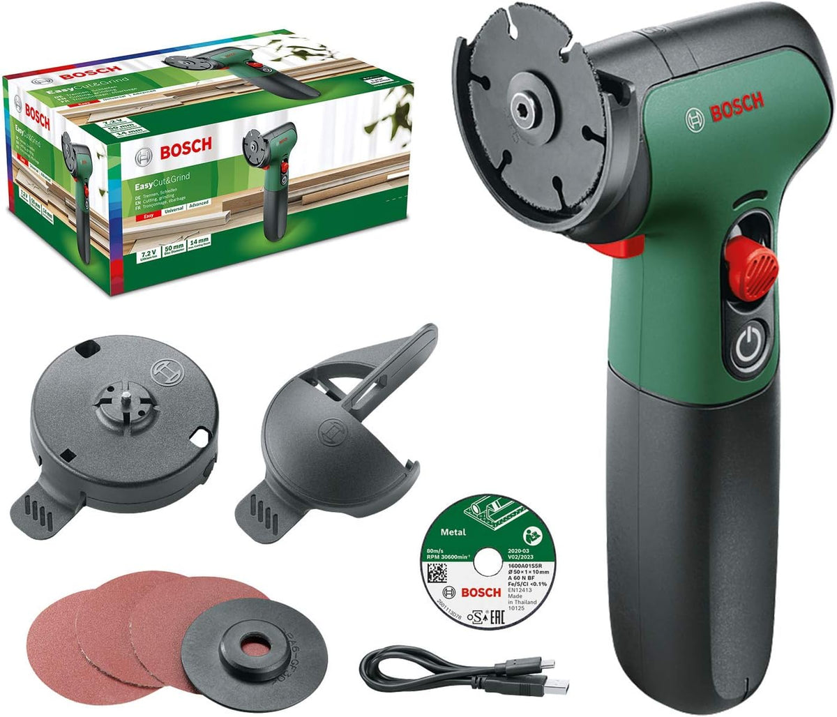 Meuleuse, batterie 2, 0 Ah, Bosch, 7, 2 V, 210 × 50 × 95 mm, 14 mm, 50 mm, 5 800 tr/min, EasyCut&Grind sans fil, dans boîte carton