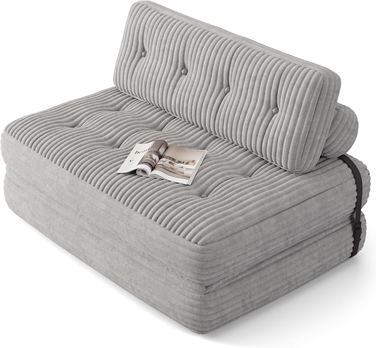Canapé Xbro, Pliable Chambre Salon, 180 cm, 180 × 130 × 20cm, réglable, Gris Clair, Matelas Pliant Sofa en Mousse à Mémoire de Forme