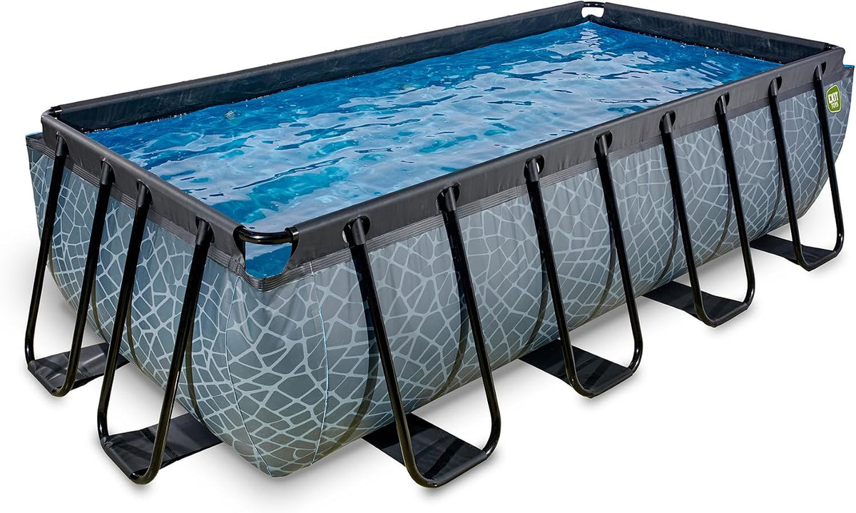 Piscine hors sol, Bassin Acier TÜV CE en 16582, EXIT TOYS, 400 × 200 × 100 cm, Gris, Stone