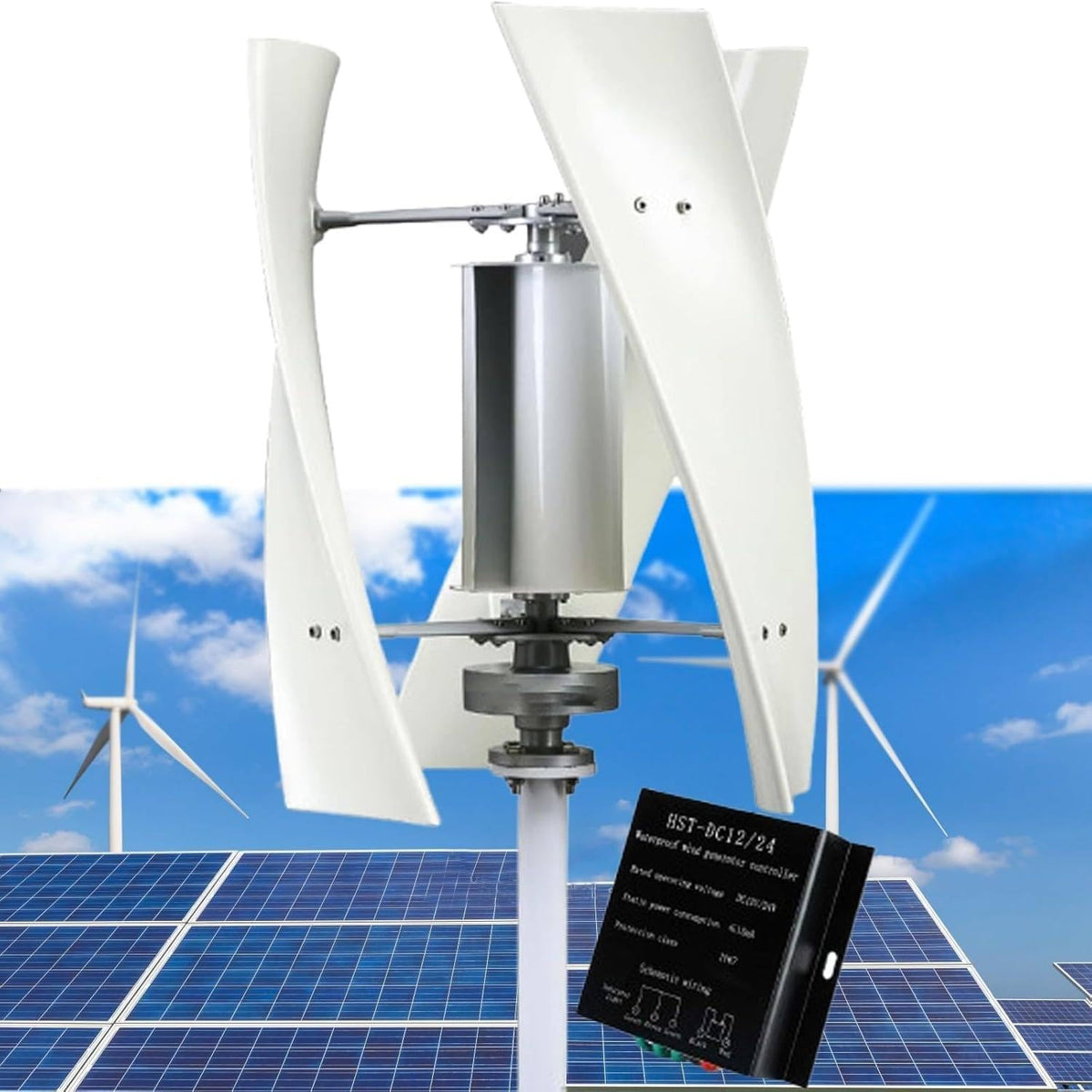 Turbine éoliennes, 2000 W, verre, 12 V, 300 tr/min, 24 V, 60 °C, Kit générateur d'éolienne à axe vertical