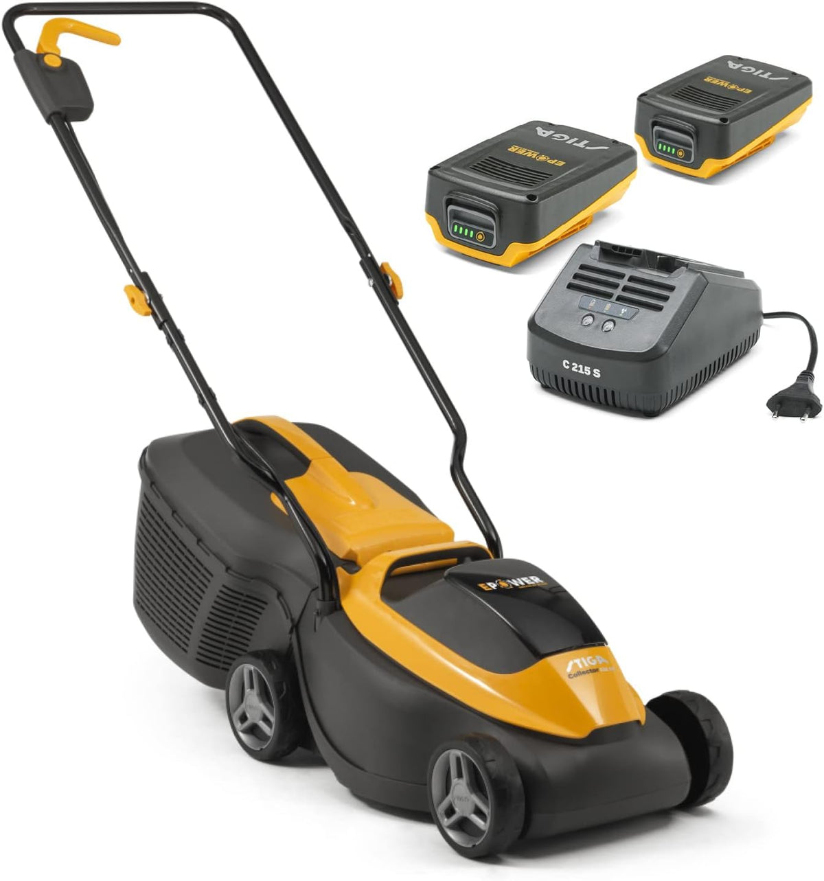 STIGA Tondeuse, 30 cm, pliable, 20 V, 4 Ah, 350 W, 30 L, 70 mm, 2 mm, 118, 1 cm, 40 cm, 95, 7 cm, Largeur de Coupe 30 cm, 20V, 4Ah