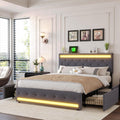 Cadre de lit, télécommande, 140 × 190 cm, BSMGSGN, 140 × 200 cm, 160 × 200 cm, 180 × 200 cm, 108 cm, 4 tiroirs, éclairage LED, réglable, portable