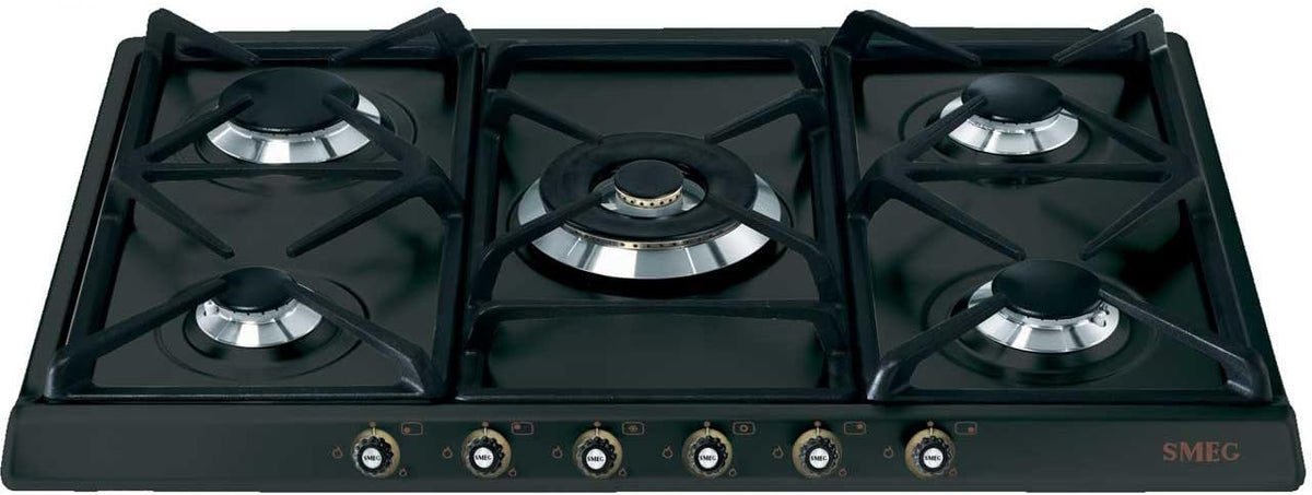 Smeg SR775AO Plaque de cuisson, 1 W, 240 V, 2, 55 kW, 1, 05 kW, 1, 1 kW, 1, 65 kW, 9 kW, 60 Hz, 5 brûleurs