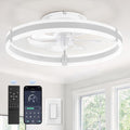 Ventilateur de plafond ZMISHIBO, télécommande, 50 cm, lustre blanc pour chambre/salon, 6 vitesses, 2 modes, profil bas moderne de 50 cm