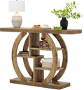 Console Tribesigns, pour salon, 108 cm, avec base circulaire, en bois avec étagères de rangement, 4 niveaux, 4 étagères, couloir, foyer