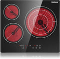 Karinear Plaque de cuisson, 5700 W, acier inoxydable, 9 niveaux, 3 zones, commande tactile, minuterie, verre