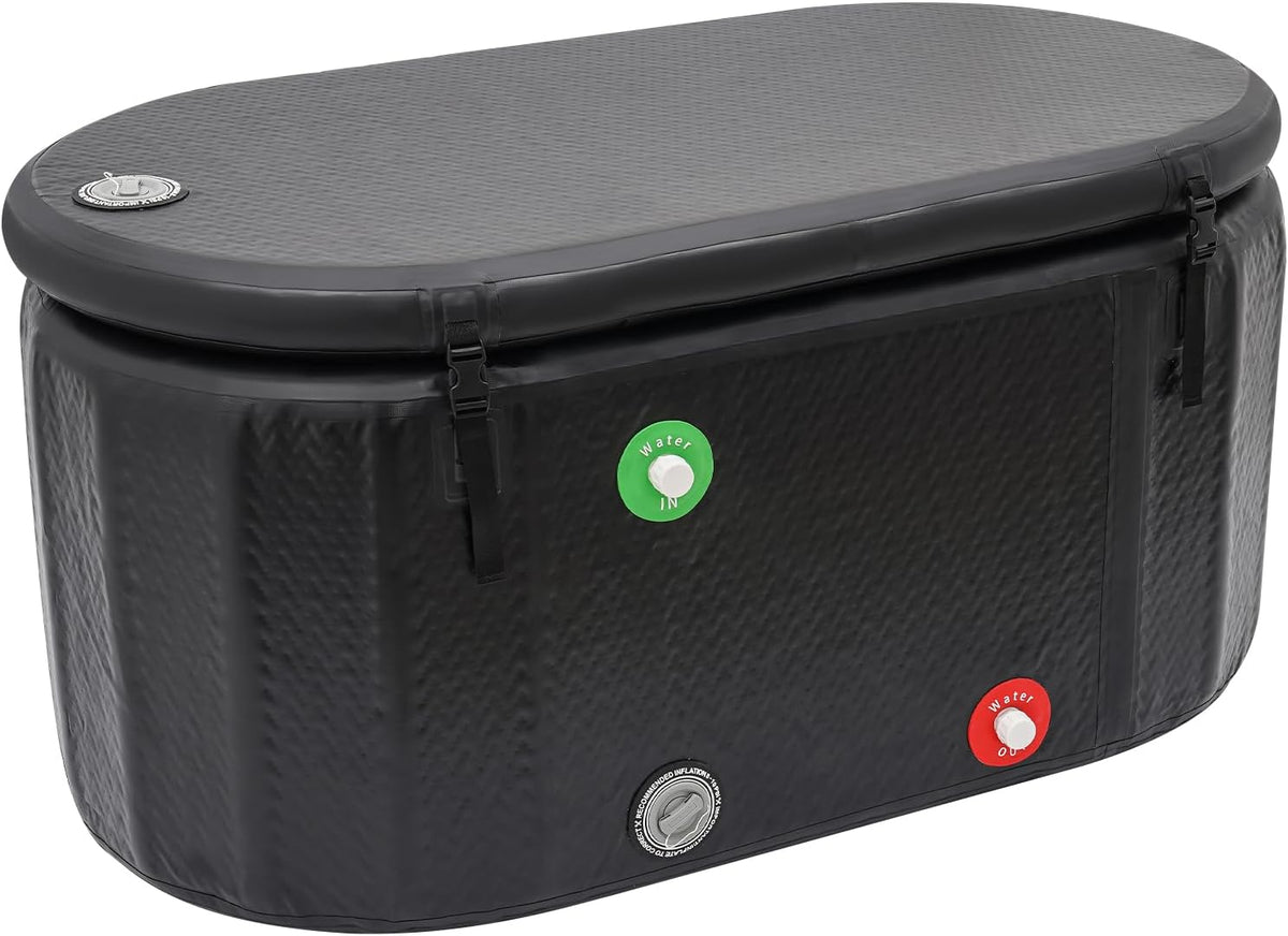 Piscine gonflable, Pour l'intérieur et l'extérieur, Avec couvercle, Endingfuny, portable, Baignoire gonflable ovale pour bain de glace