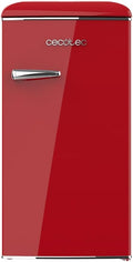 Cecotec Mini réfrigérateur, 90 L, éclairage LED, LED Intérieur, Poignée Chromée, Ouvre-bouteilles, Style Vintage en Rouge