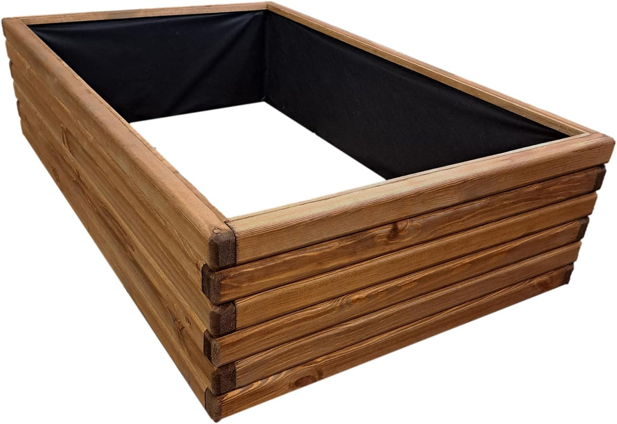 HolzGarden Pot de fleurs, Jardinière Bois pour Légumes, 120 × 30 × 75 cm, 120 × 75 × 30 cm, 5 × 3 cm, Bac Potager Extérieur Rectangulaire