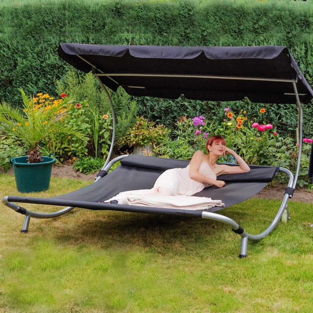 Bain de soleil, réglable, 200 cm, Loywe, 196 cm, 137 cm, 50 mm, 152 cm, 112 cm, 195 cm, 122 cm, Noir LW22-S, 200kg, Terrasses